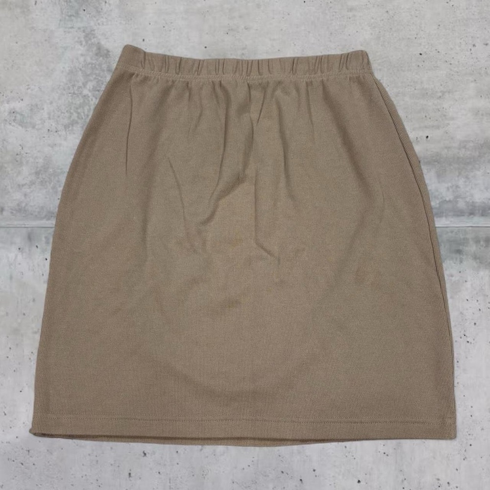 90’s Vintage Express Tricot Jersey Knit Skirt in Dark Khaki